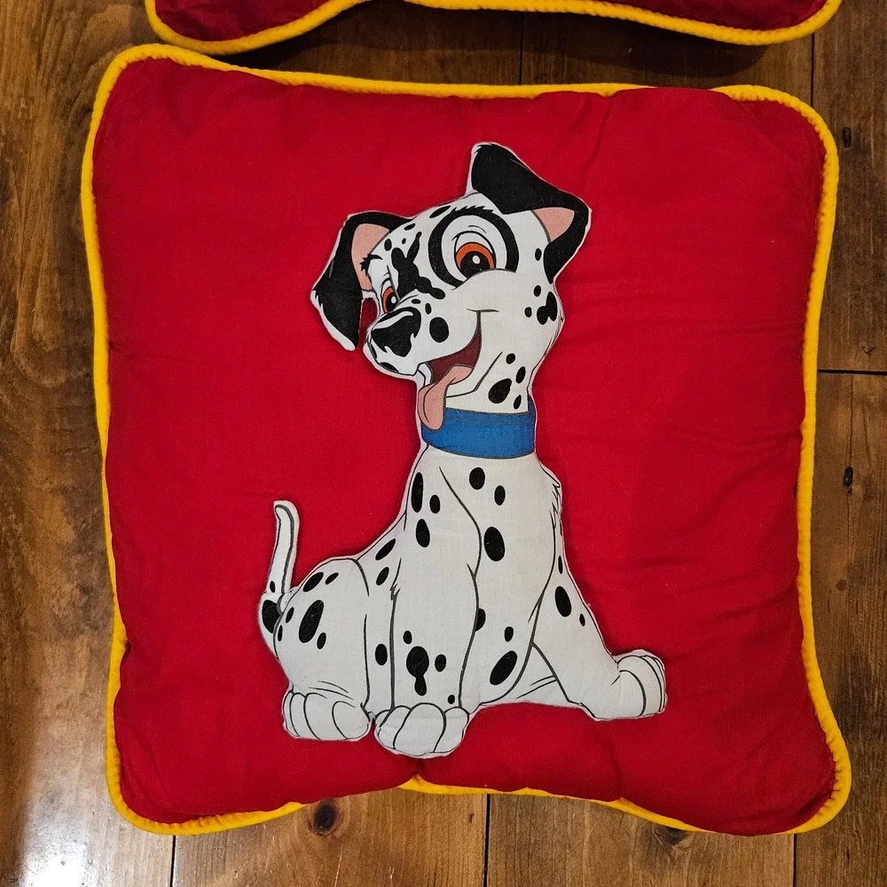 Vintage 101 Dalmatians 3D Throw Pillow Set Pair Red Accent Pillows
